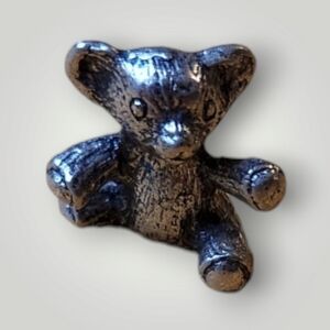 Vintage Miniature Pewter Teddy Bear Token Game Piece .75"